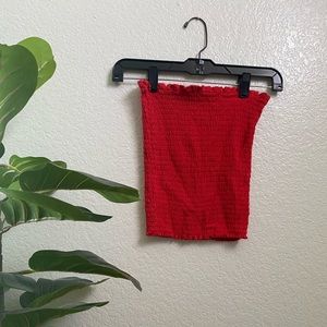 Love Tree Red Ruffled Elastic Tube Top